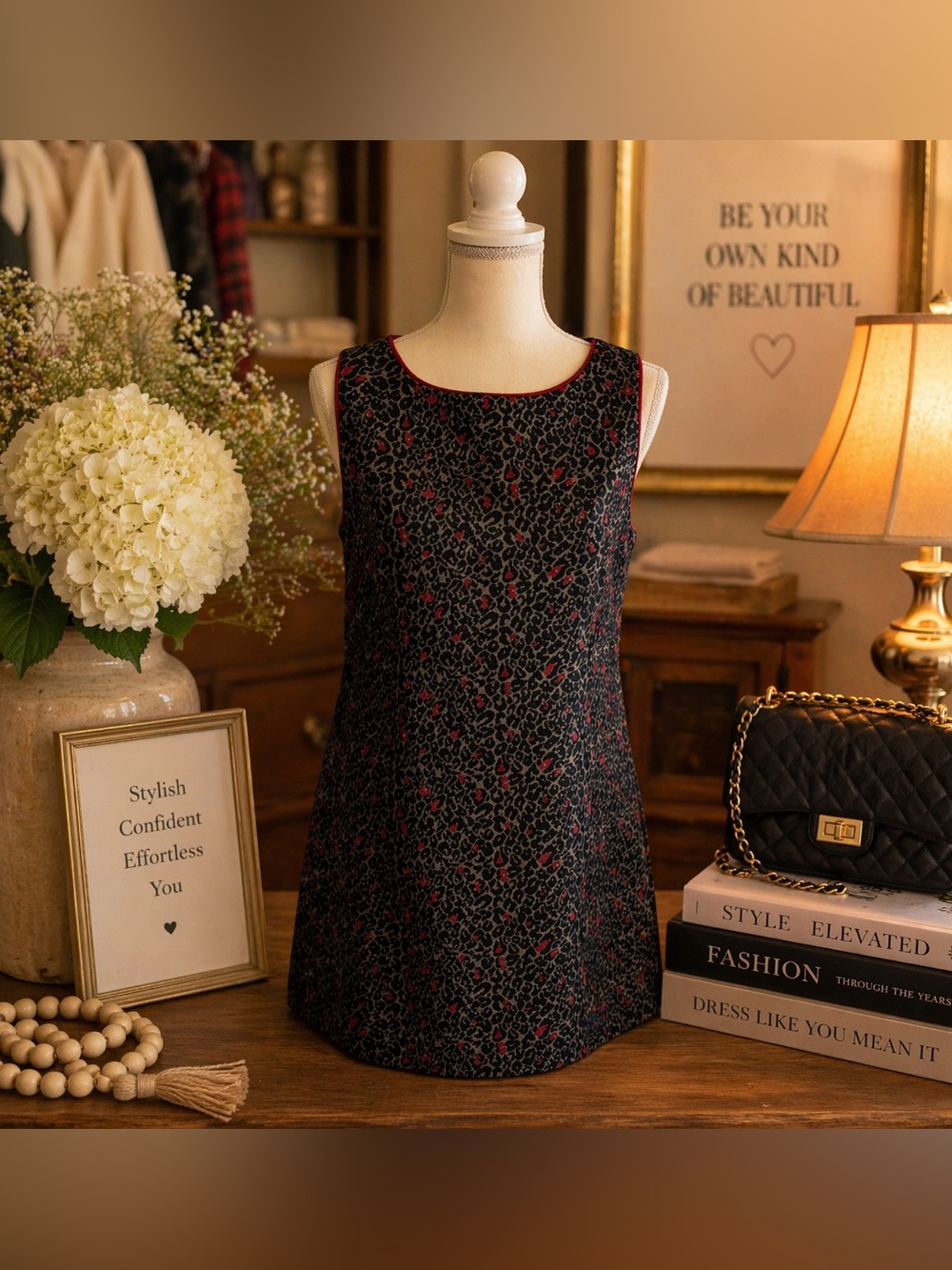 Betsey Johnson Black and Red Patterned Mini Dress